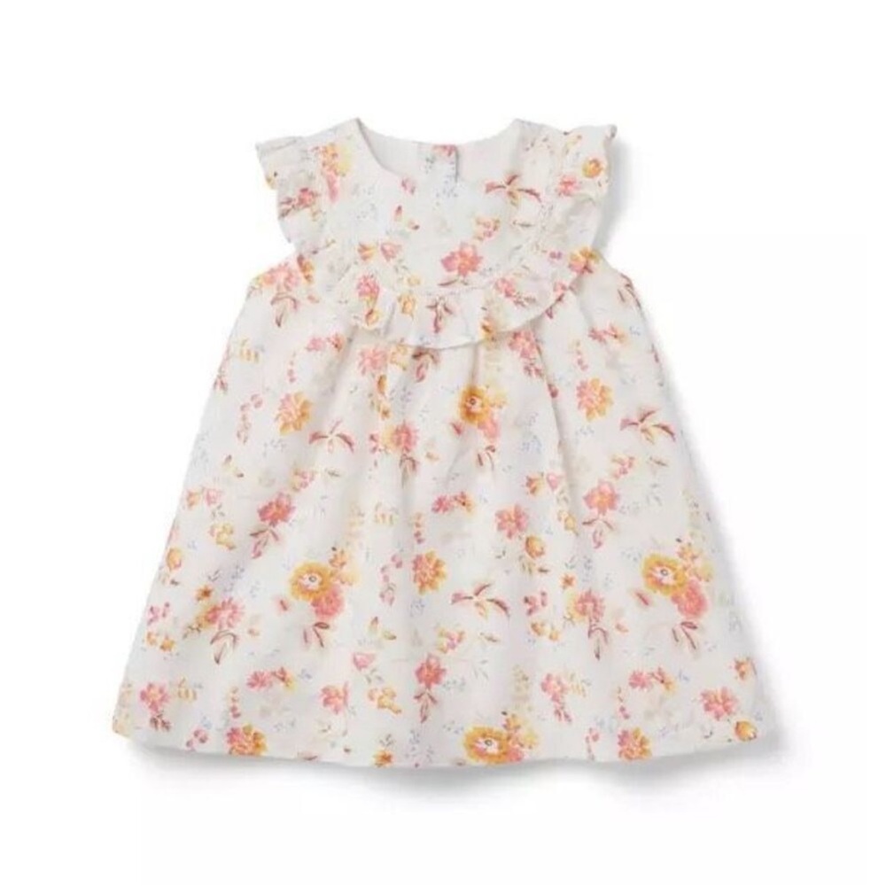 Janie and Jack Floral Ruffle Dress with Sun Hat